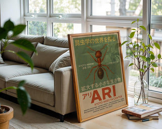 Ant Poster – ARI Kyoto Insect Center Print, Vintage Japanese Bug Wall Art, Physical Museum - Style Poster - Just Great Posters