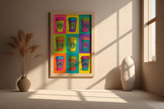 Pop Art Coffee Cup Print | Bright Colorful Wall Art | Funny Coffee Decor for Kitchen or Office | Warhol - Inspired Poster | Free Shipping - Just Great Posters