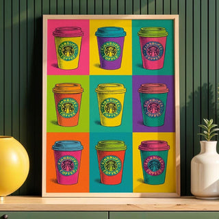 Pop Art Coffee Cup Print | Bright Colorful Wall Art | Funny Coffee Decor for Kitchen or Office | Warhol - Inspired Poster | Free Shipping - Just Great Posters