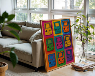 Retro Gaming Pop Art Poster | Bright Game Console Wall Print | 90s Nostalgia Gift | Bold Gamer Room Decor | Free Shipping - Just Great Posters