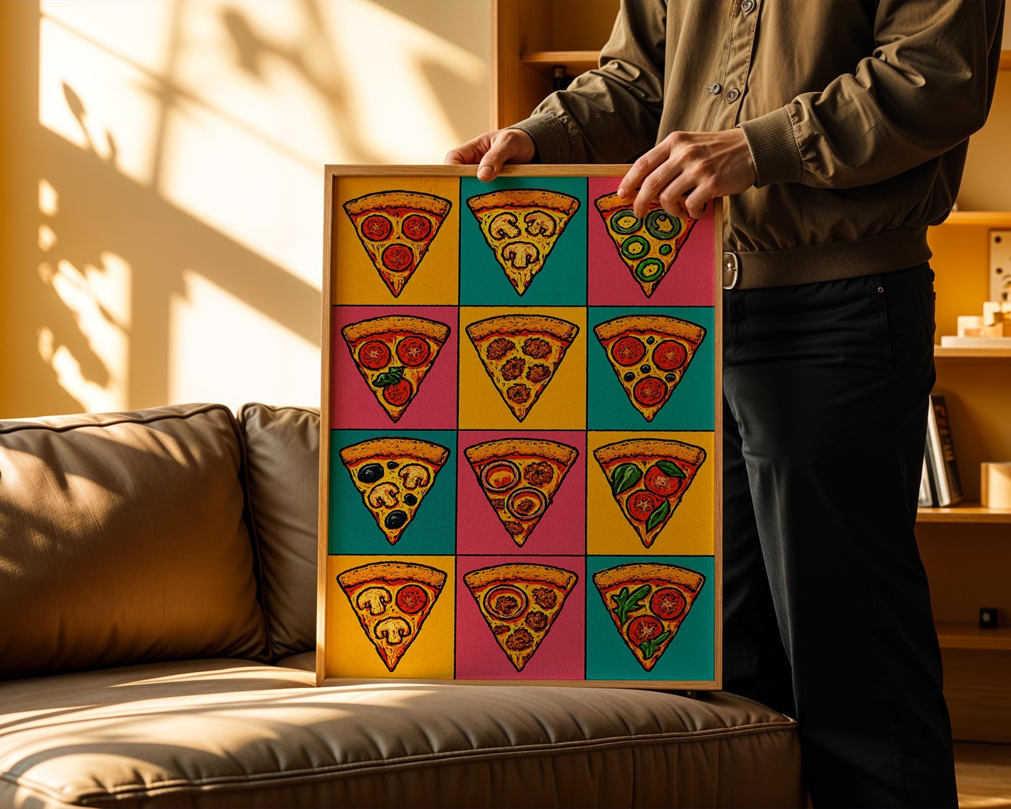 Pop Art Pizza Slice Poster | Bold Foodie Wall Print | Funny Kitchen Decor for Pizza Lovers | Colorful Retro Art | Free Shipping - Just Great Posters
