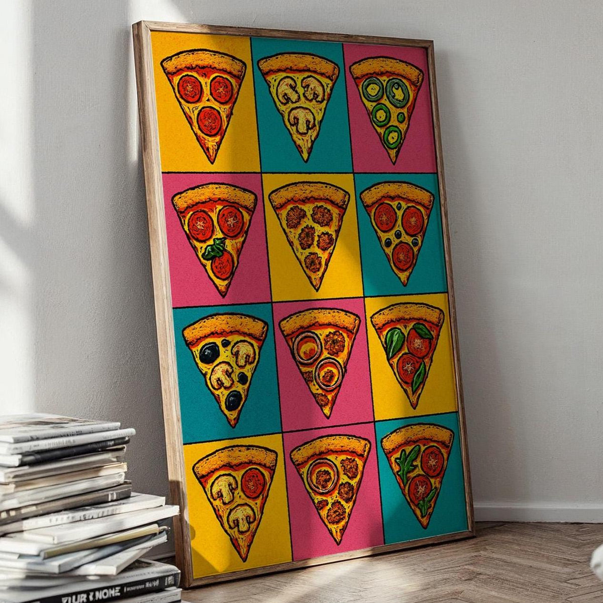 Pop Art Pizza Slice Poster | Bold Foodie Wall Print | Funny Kitchen Decor for Pizza Lovers | Colorful Retro Art | Free Shipping - Just Great Posters