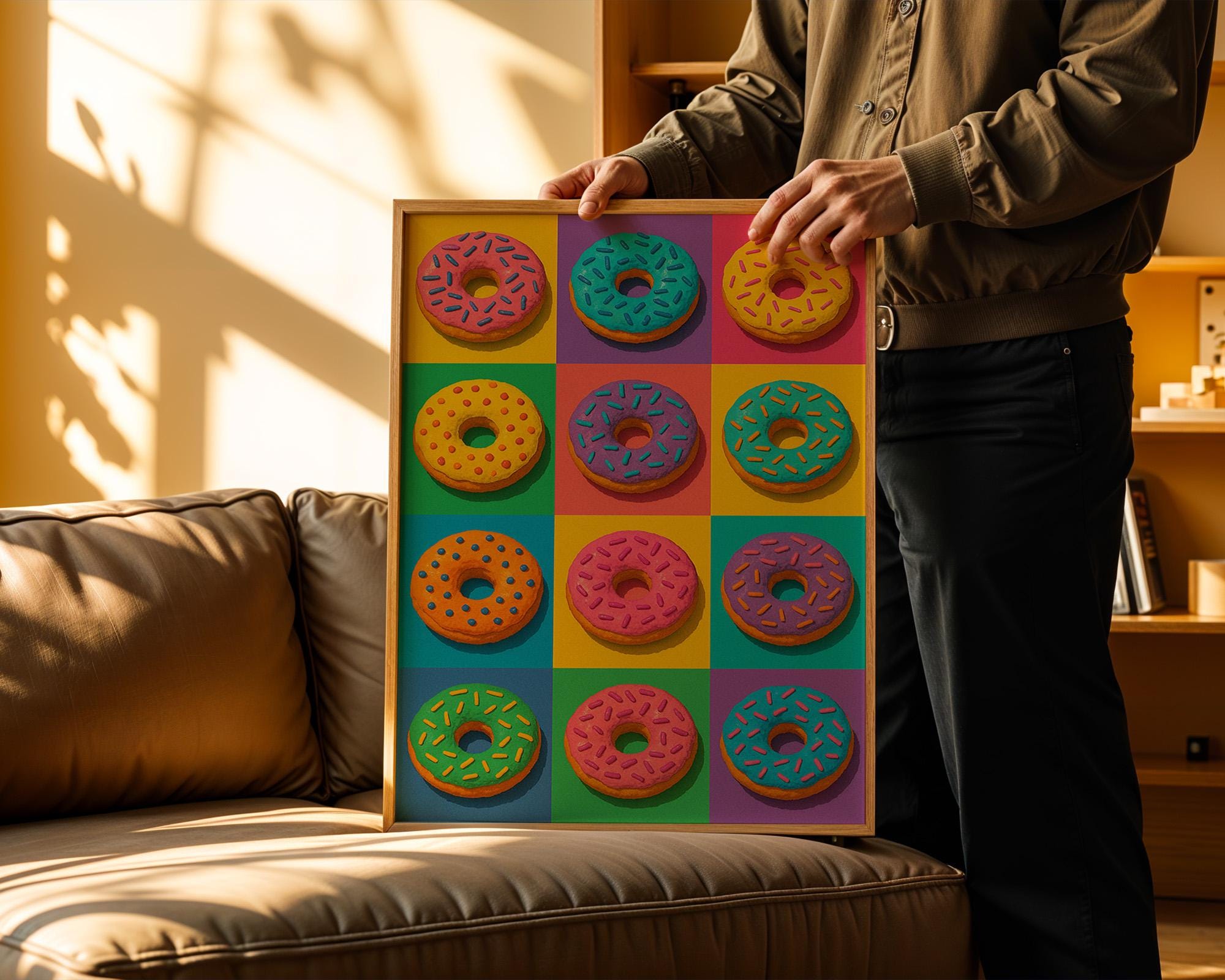 Pop Art Donut Poster | Colourful Sprinkle Donuts Wall Art | Cute Bakery Decor | Bold Breakfast Print | Free Shipping - Just Great Posters