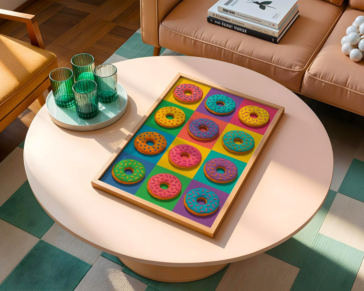 Pop Art Donut Poster | Colourful Sprinkle Donuts Wall Art | Cute Bakery Decor | Bold Breakfast Print | Free Shipping - Just Great Posters