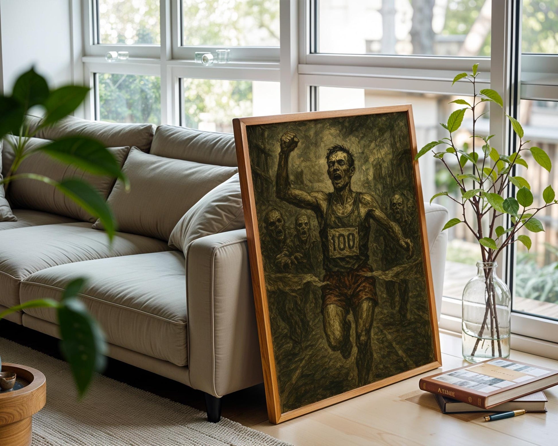 Zombie Apocalypse Runner Print | Horror Running Wall Art | Undead Marathon Poster | Dark Humor Survival Art | Free Shipping - Just Great Posters