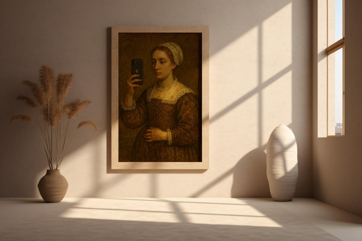 Renaissance Selfie Poster | Funny Classical Art Print with Smartphone | Vintage Modern Wall Art | Meme - Inspired Decor | Free Shipping - Just Great Posters