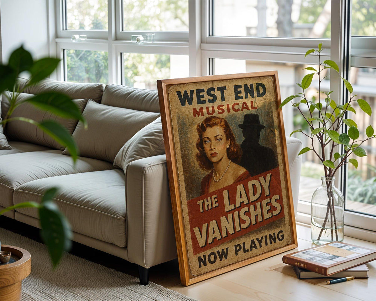 The Lady Vanishes Musical Poster | Retro Noir Theatre Print | West End Drama Wall Art | Vintage Mystery Decor | Free Shipping - Just Great Posters