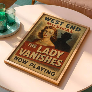 The Lady Vanishes Musical Poster | Retro Noir Theatre Print | West End Drama Wall Art | Vintage Mystery Decor | Free Shipping - Just Great Posters
