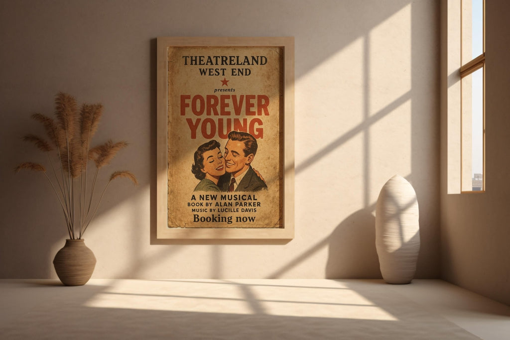 Forever Young Musical Poster | Vintage West End Romance Print | Retro Love Story Theatre Wall Art | Free Shipping - Just Great Posters