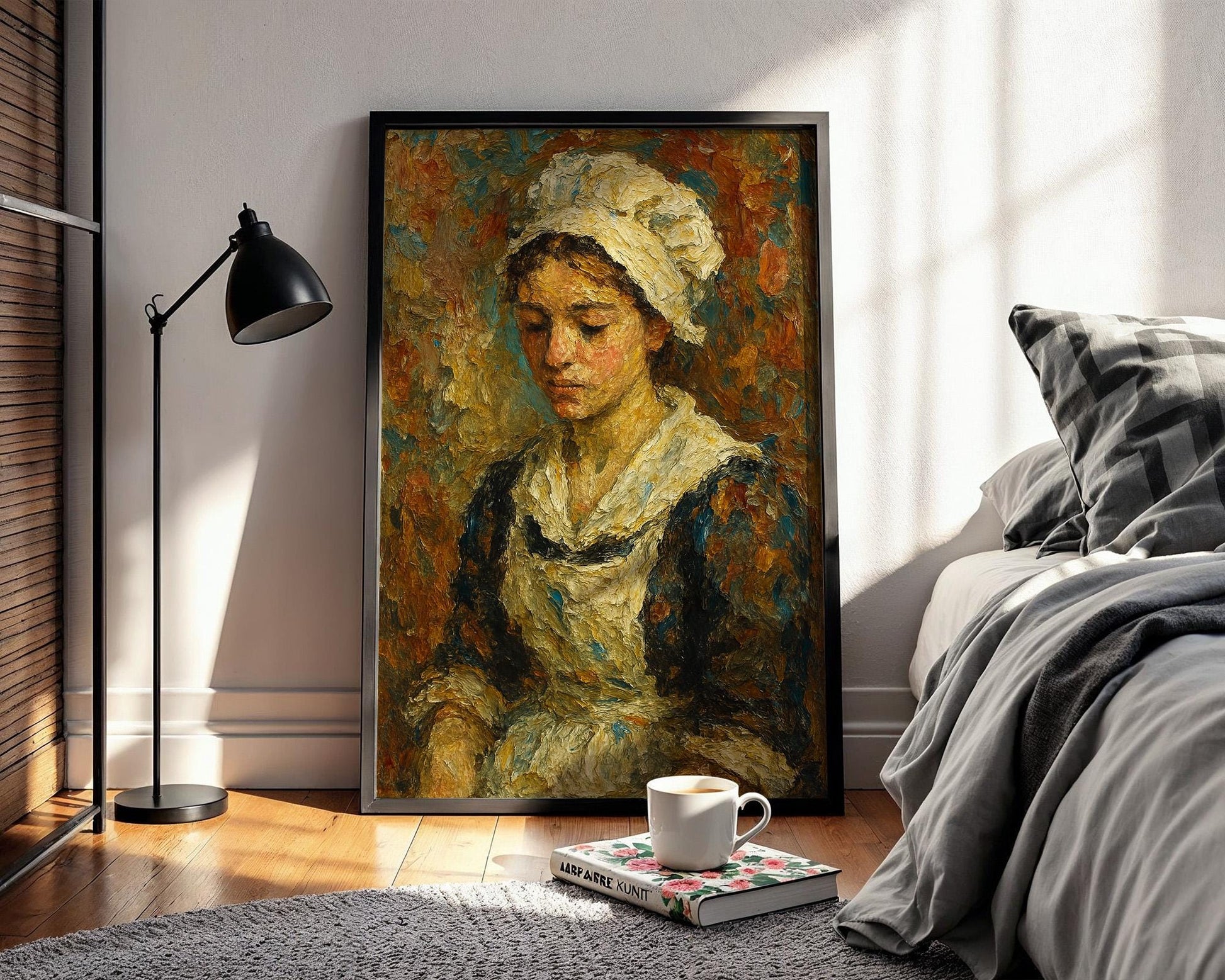 Textured Maid Portrait Print | Classic Oil Style Painting Wall Art | Vintage - Inspired Emotional Figure Study | Free Shipping - Just Great Posters