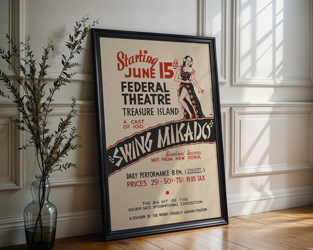 Swing Mikado Vintage Theatre Poster Print – Art Deco Burlesque Jazz Show Wall Art, Federal Theatre WPA Style, 1930s Repro - Just Great Posters