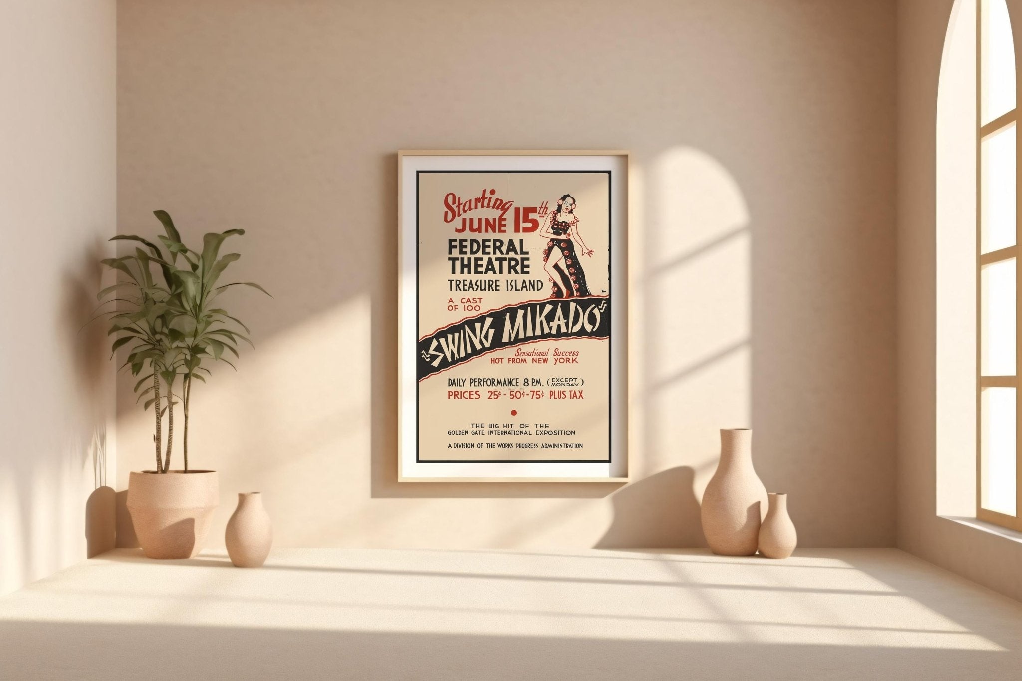 Swing Mikado Vintage Theatre Poster Print – Art Deco Burlesque Jazz Show Wall Art, Federal Theatre WPA Style, 1930s Repro - Just Great Posters