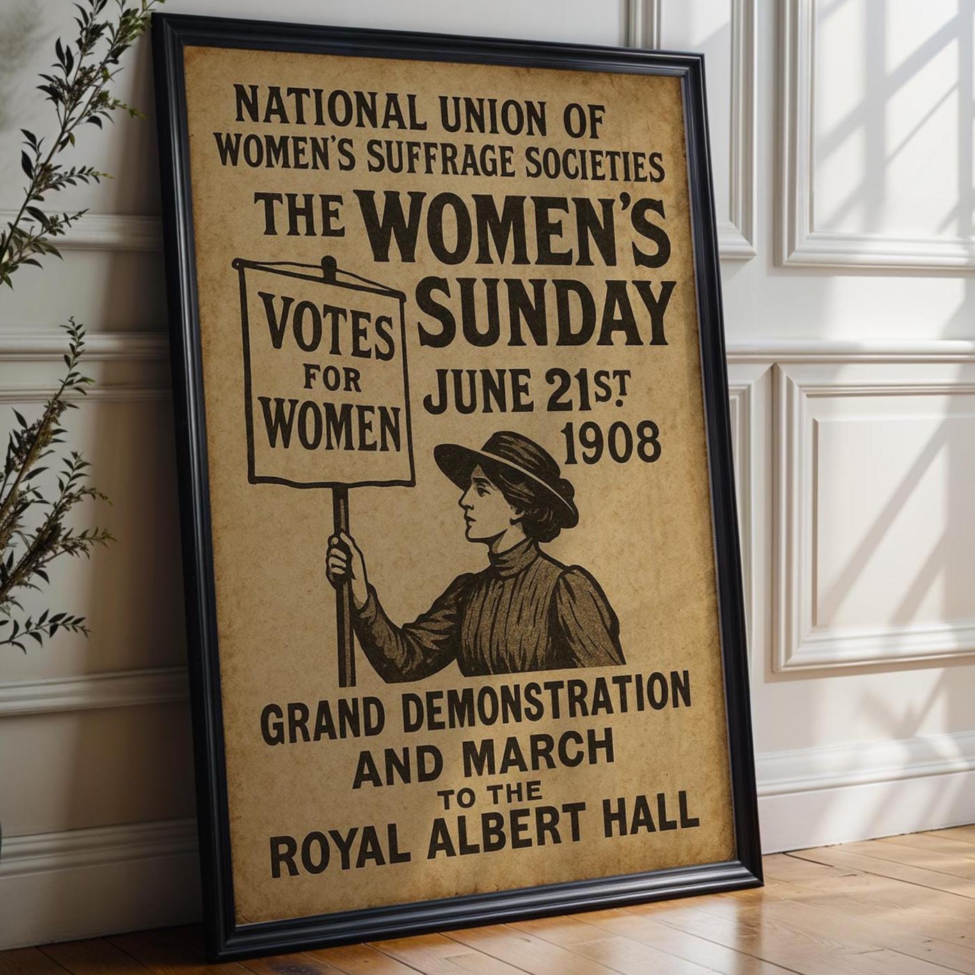 Votes for Women Poster | Vintage Feminist Protest Art from 1908 Suffrage March | Historical Women’s Rights Print | Free Shipping Included - Just Great Posters