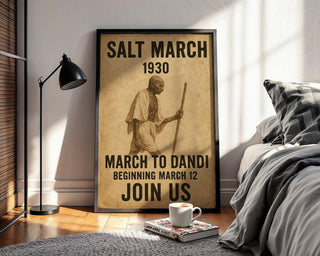 Salt March 1930 Poster | Gandhi Peaceful Protest Wall Art | Vintage Civil Disobedience Print for History Lovers | Free Shipping Always - Just Great Posters