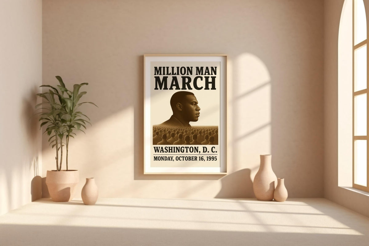 Million Man March 1995 Poster | Powerful Black Unity Protest Wall Art | Vintage - Style History Print for Home or Office | Free Shipping - Just Great Posters