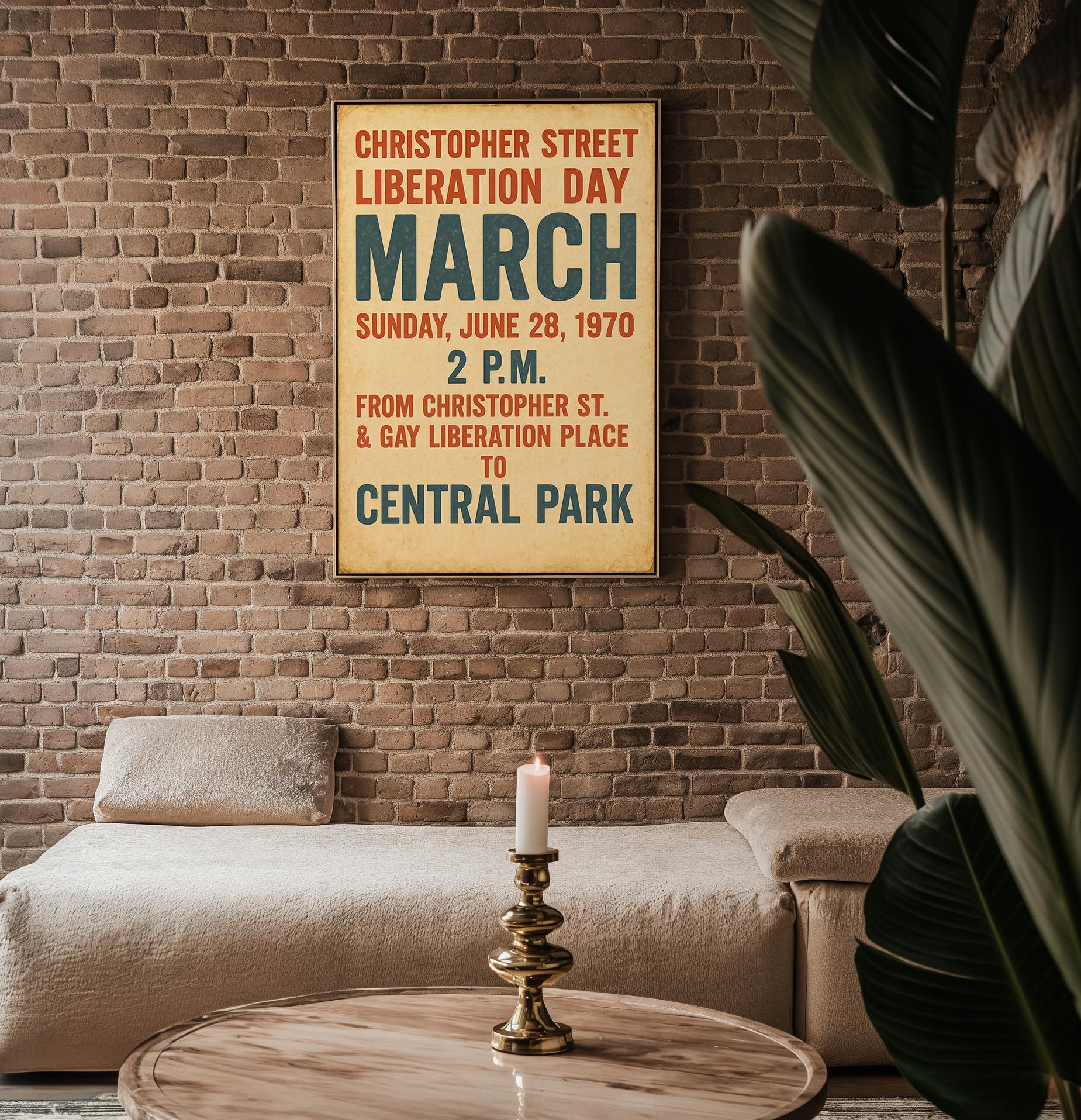 Christopher Street Liberation Day Poster | 1970 Pride March Vintage Art | LGBTQ+ Protest Wall Print for Queer History Lovers | Free Ship - Just Great Posters