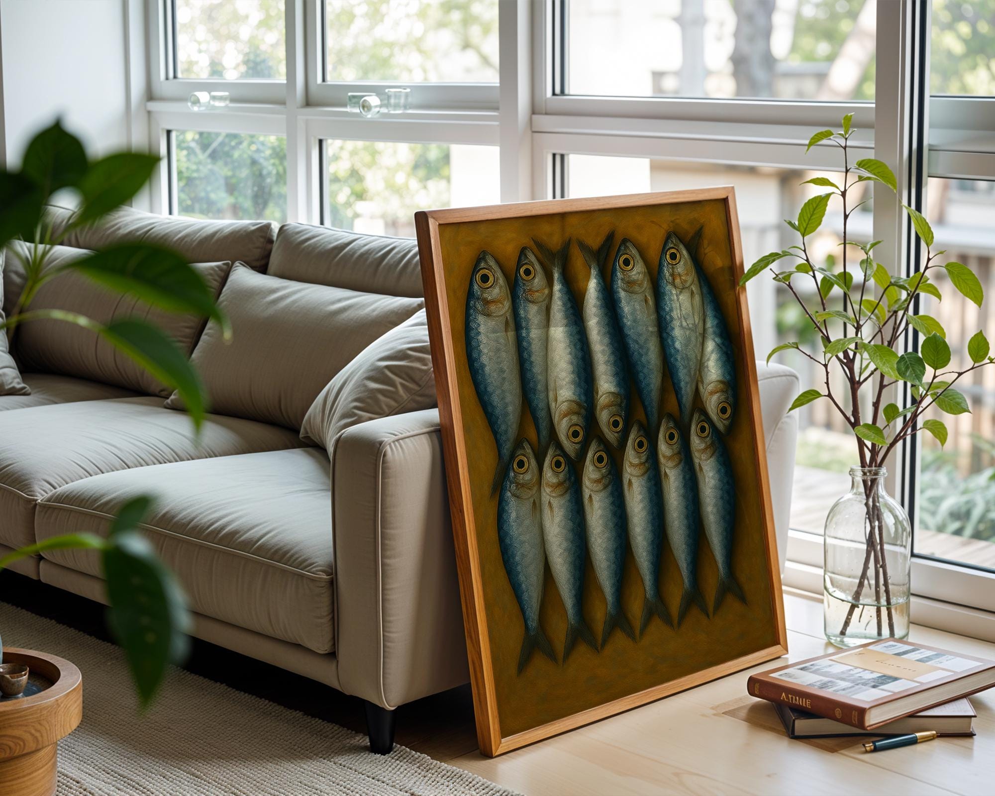 Sardine Fish Wall Art | Bold Modern Kitchen Poster with Vintage Market Vibes | Coastal Foodie Print for Seafood Lovers | Free Shipping - Just Great Posters