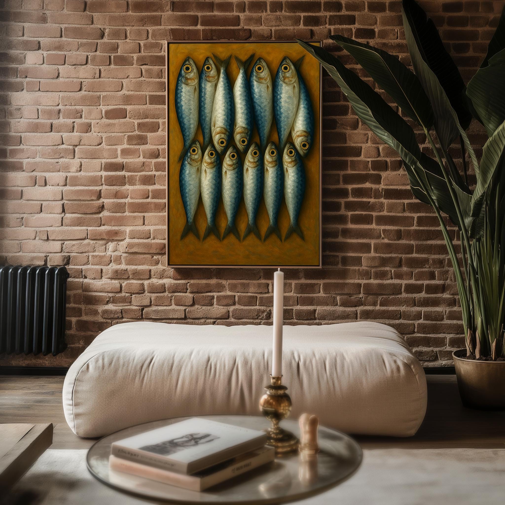Sardine Fish Wall Art | Bold Modern Kitchen Poster with Vintage Market Vibes | Coastal Foodie Print for Seafood Lovers | Free Shipping - Just Great Posters