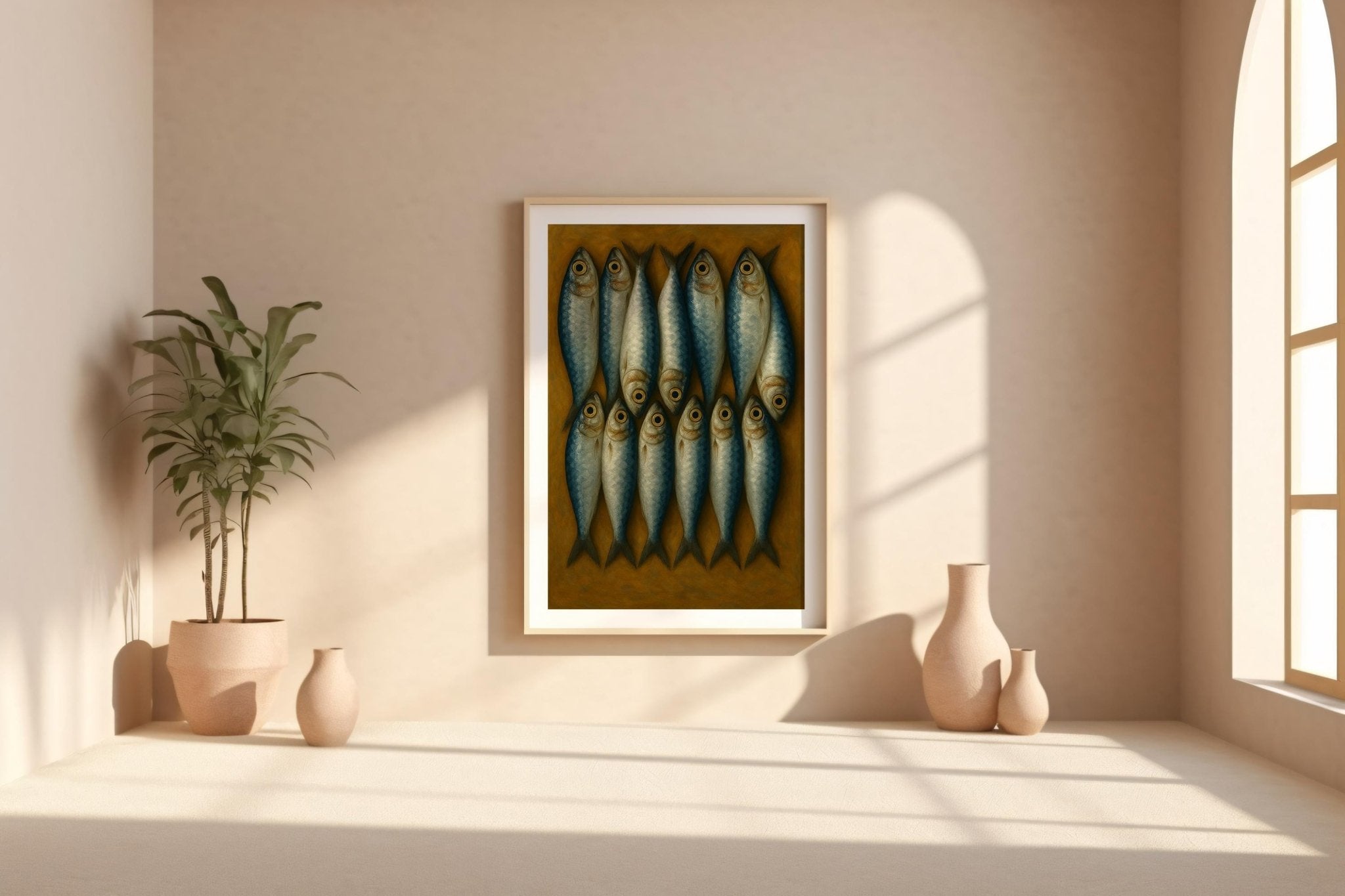 Sardine Fish Wall Art | Bold Modern Kitchen Poster with Vintage Market Vibes | Coastal Foodie Print for Seafood Lovers | Free Shipping - Just Great Posters