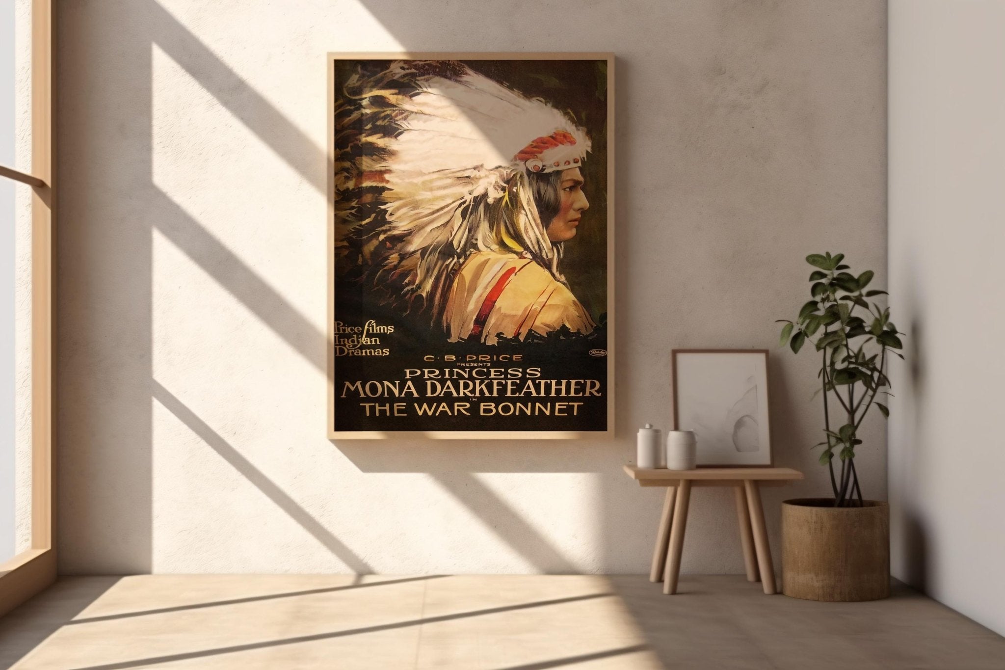 Vintage Western Wall Art – Princess Darkfeather Retro Movie Poster Print – Indigenous Actress Headdress – Cowgirl Cinematic Decor - Just Great Posters