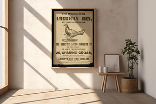 Vintage Sideshow Poster Print – The Wonderful American Hen – Three Wings Four Legs Chicken – Odd Animal Freak Show Reprint - Just Great Posters