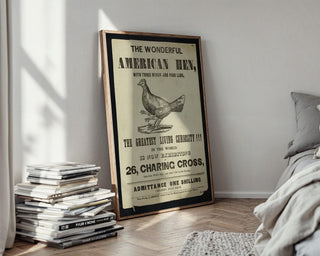 Vintage Sideshow Poster Print – The Wonderful American Hen – Three Wings Four Legs Chicken – Odd Animal Freak Show Reprint - Just Great Posters