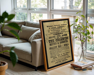 Freak Show Poster Print – Gigantic Mother Daughter & Smallest Man – Victorian Living Wonders Reprint – Vintage Sideshow Poster - Just Great Posters