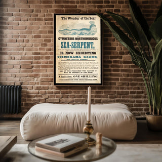 Nautical Freak Show Poster Print – Sea Serpent Exhibition Reprint – 1800s Monster Creature from the Sea – Vintage Cryptid Poster - Just Great Posters