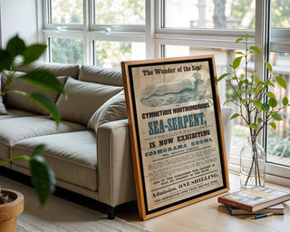 Nautical Freak Show Poster Print – Sea Serpent Exhibition Reprint – 1800s Monster Creature from the Sea – Vintage Cryptid Poster - Just Great Posters