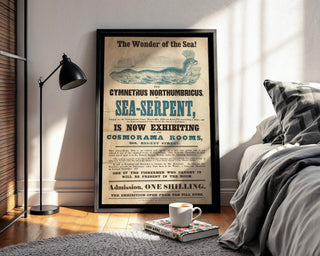 Nautical Freak Show Poster Print – Sea Serpent Exhibition Reprint – 1800s Monster Creature from the Sea – Vintage Cryptid Poster - Just Great Posters