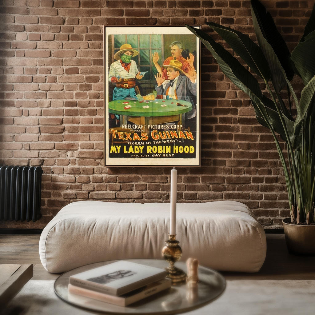 Western Movie Poster Print – Texas Guinan in My Lady Robin Hood – Vintage 1920s Outlaw Reprint – Saloon Card Game Scene Poster - Just Great Posters