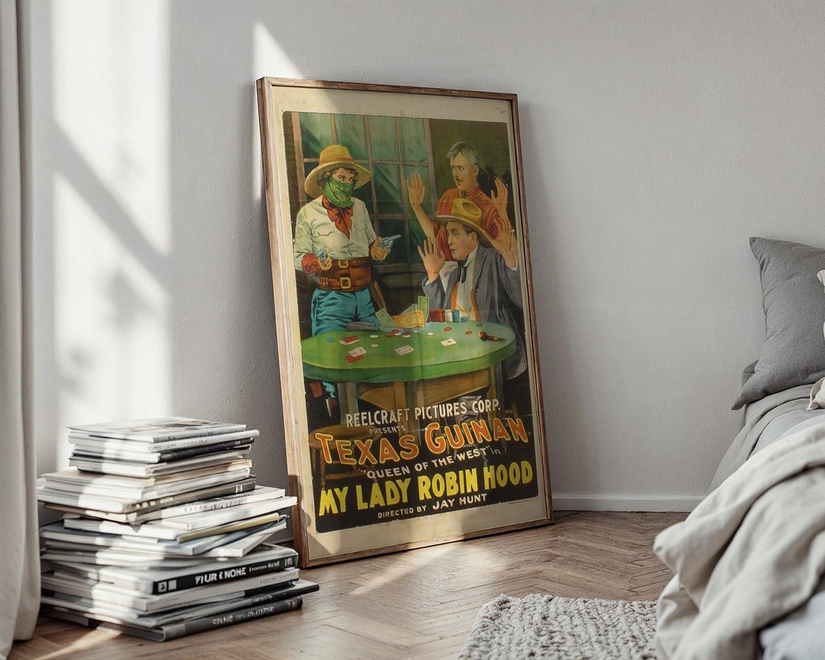 Western Movie Poster Print – Texas Guinan in My Lady Robin Hood – Vintage 1920s Outlaw Reprint – Saloon Card Game Scene Poster - Just Great Posters