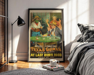 Western Movie Poster Print – Texas Guinan in My Lady Robin Hood – Vintage 1920s Outlaw Reprint – Saloon Card Game Scene Poster - Just Great Posters