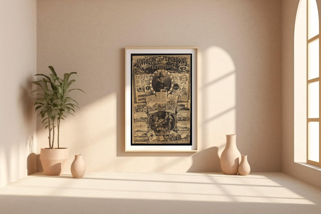 Vintage Prophecy Poster Print – Mother Shipton Witch Fortune - Telling Wall Art Reprint – Occult Symbols & Predictions Illustration - Just Great Posters