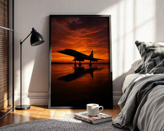 Concorde Jet Sunset Poster | Supersonic Plane Silhouette Art for Aviation Lovers | Modern Travel Wall Print | Free Shipping Always - Just Great Posters