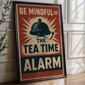 Tea Time Alarm Poster | Funny British Wall Art with Retro Graphic Bell Design | Kitchen or Cafe Print for Tea Lovers | Free Shipping - Just Great Posters