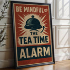 Tea Time Alarm Poster | Funny British Wall Art with Retro Graphic Bell Design | Kitchen or Cafe Print for Tea Lovers | Free Shipping - Just Great Posters