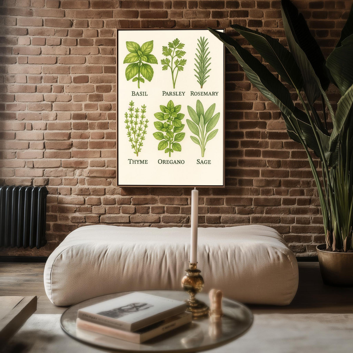 Vintage Herb Chart Poster | Botanical Kitchen Wall Art Featuring Culinary Herbs & Names | Rustic Garden Decor Print | Free Shipping - Just Great Posters