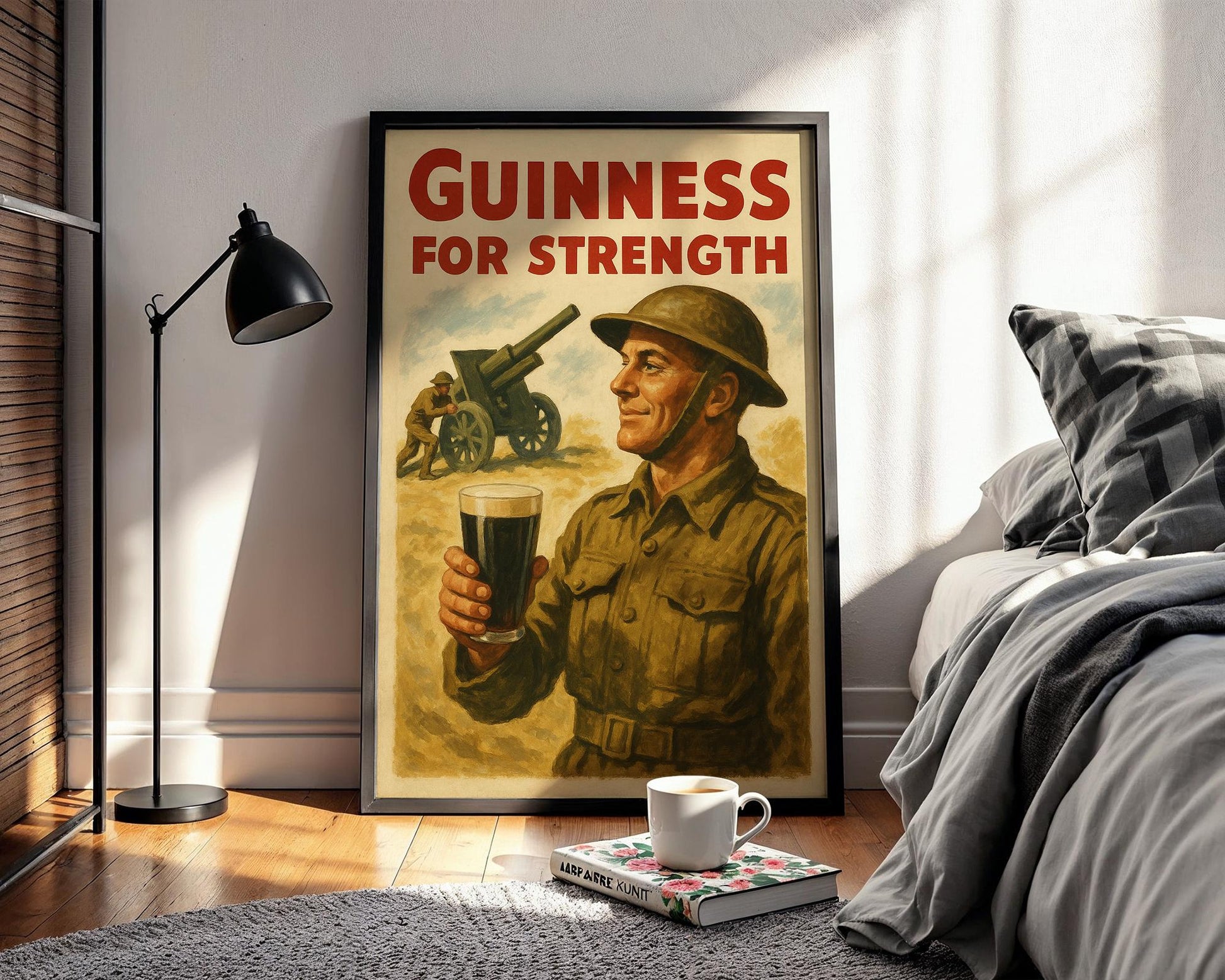 Guinness for Strength Poster | Bold Vintage Beer Ad Print with Retro Weightlifter Design | Funny Bar Wall Art | Free Shipping Always - Just Great Posters