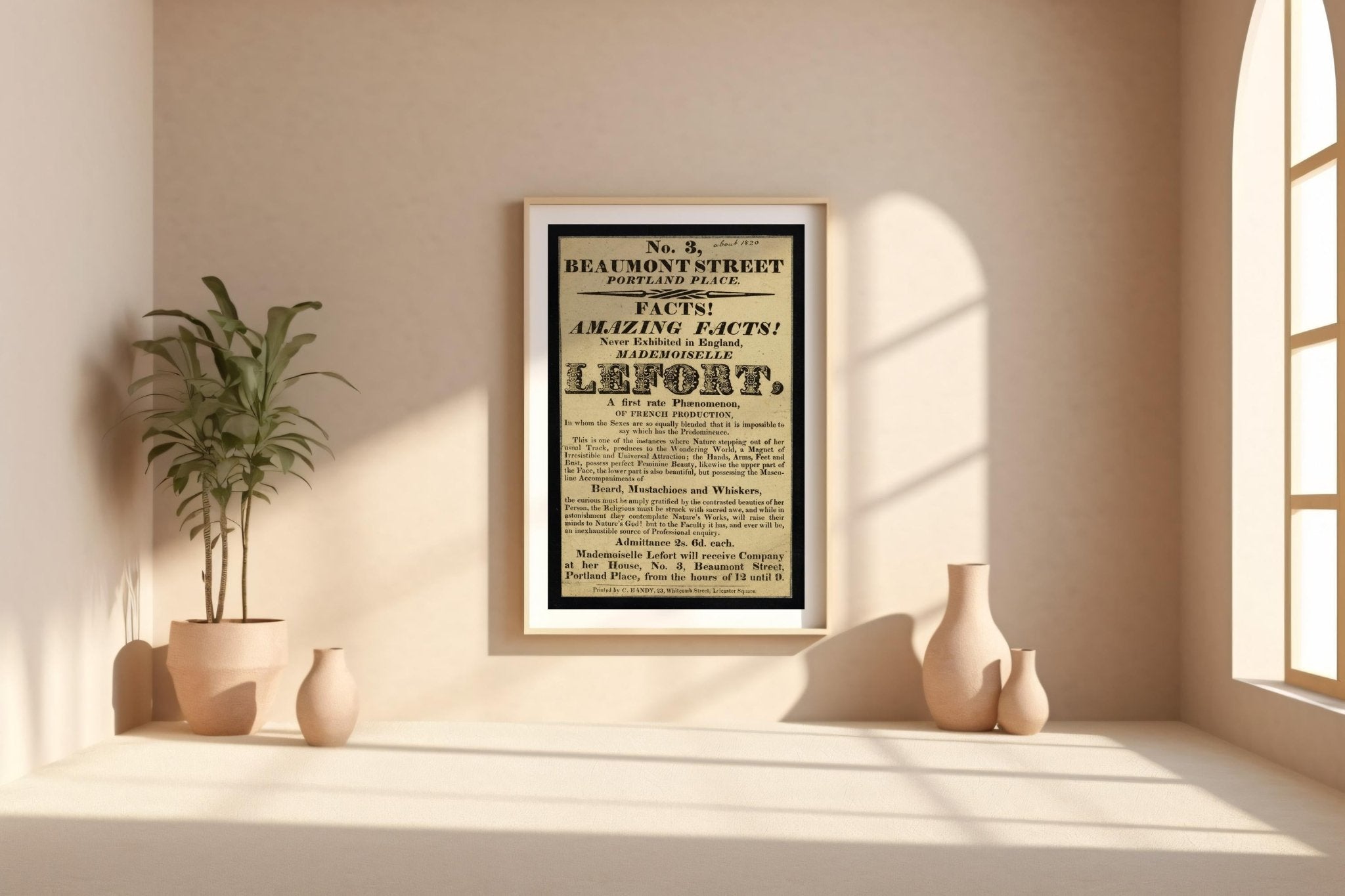 Freak Show Poster Print – Mademoiselle Lefort Vintage Reprint – Bearded Lady Flyer from 1800s Exhibition of Natural Wonders - Just Great Posters