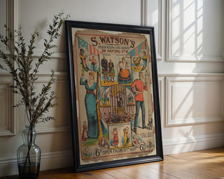 Vintage Sideshow Poster Print – Watson’s Living Curiosities Reprint – Freak Show Museum Poster with Performers and Claims - Just Great Posters