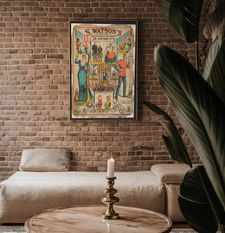 Vintage Sideshow Poster Print – Watson’s Living Curiosities Reprint – Freak Show Museum Poster with Performers and Claims - Just Great Posters