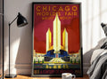 Vintage World’s Fair Poster Print – Chicago 1933 Century of Progress Reprint – Art Deco Skyline and Expo Pavilion Artwork - Just Great Posters