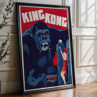 Vintage King Kong Poster Print – 1930s Monster Movie Art with Retro Horror Style – Bold Giant Ape Wall Print, Cult Classic Decor - Just Great Posters