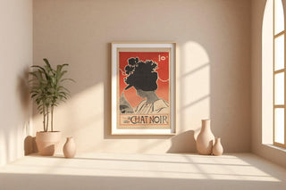 Vintage Le Chat Noir Poster Print – 1890s French Art Nouveau Style with Silhouette Woman – Parisian Black Cat Cabaret Wall Art - Just Great Posters