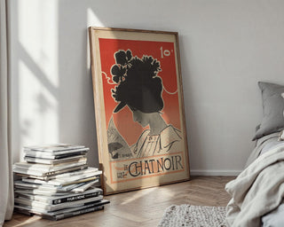 Vintage Le Chat Noir Poster Print – 1890s French Art Nouveau Style with Silhouette Woman – Parisian Black Cat Cabaret Wall Art - Just Great Posters