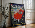 Retro Science Magazine Cover Print – 1950s Futuristic Car Wall Art – Bold Mid - Century Tech Poster, Red Space Age Driving Illustration - Just Great Posters