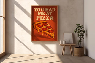 Funny Pizza Wall Art – You Had Me At Pizza Poster – Cheesy Retro Kitchen Print – Bold Foodie Gift – Pepperoni Slice Illustration Art - Just Great Posters