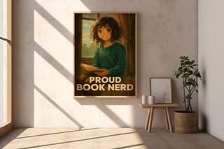 Proud Book Nerd Poster – Cozy Reading Art Print – Anime Style Book Lover Wall Art – Cute Library Decor – Gift for Readers and Introverts - Just Great Posters