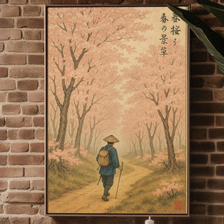 Japanese Cherry Blossom Wall Art Print – Vintage Style Pathway Poster, Zen Decor, Spring Nature Art, Travel Illustration, Free Shipping - Just Great Posters